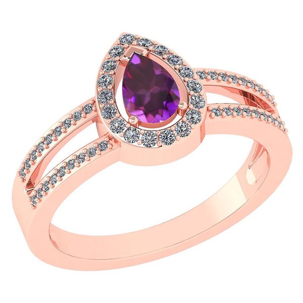 Certified 0.74 CTW Amethyst And Diamond 14k Rose Gold H