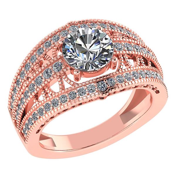 Certified 1.78 Ctw Diamond Wedding/Engagement 14K Rose
