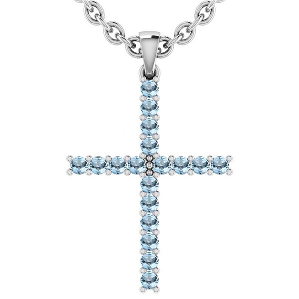 Certified 0.54 Ctw Aquamarine 18k White Gold Pendant