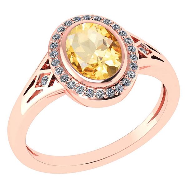 Certified 1.39 Ctw Citrine And Diamond 14k Rose Gold Ha