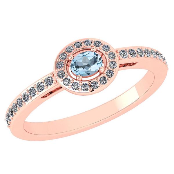Certified 0.29 Ctw Aquamarine And Diamond 14k Rose Gold