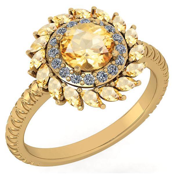 Certified 2.40 Ctw Citrine And Diamond VS/SI1 Halo Ring