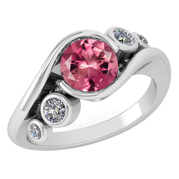 Certified 1.51 Ctw Pink Tourmaline And Diamond VS/SI1 H