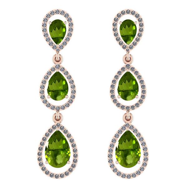 Certified 7.31 Ctw Peridot And Diamond VS/SI1 Dangling