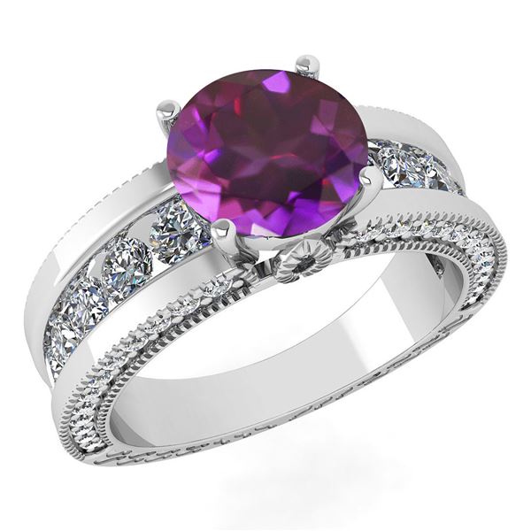 Certified 2.24 Ctw Amethyst And Diamond Wedding/Engagem