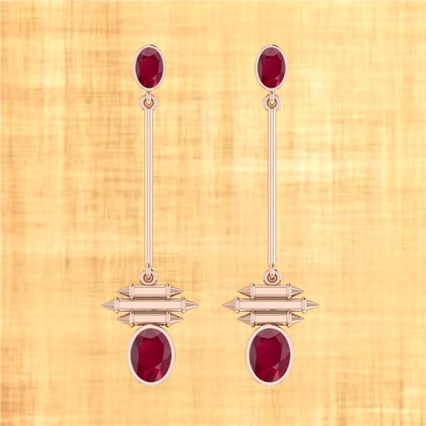 Certified 2.50 Ctw Ruby 18k Rose Gold Drop Earrings
