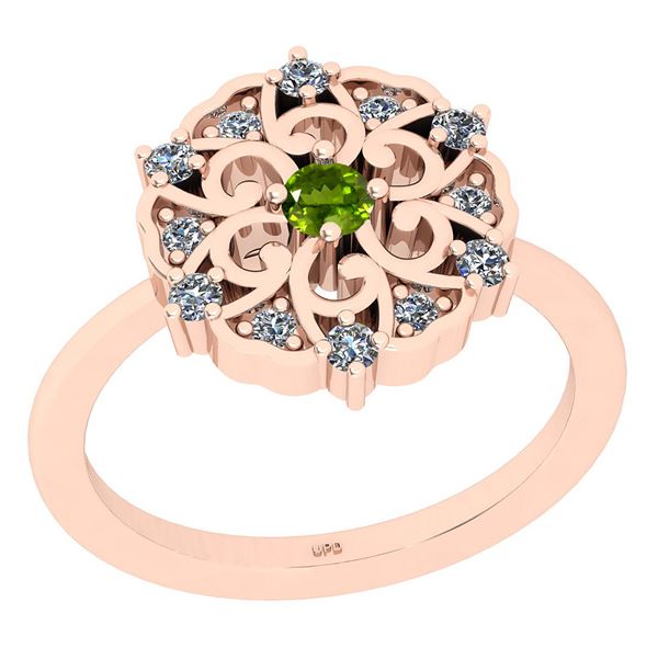 Certified 0.33 Ctw I2/I3 Peridot And Diamond 10K Rose G