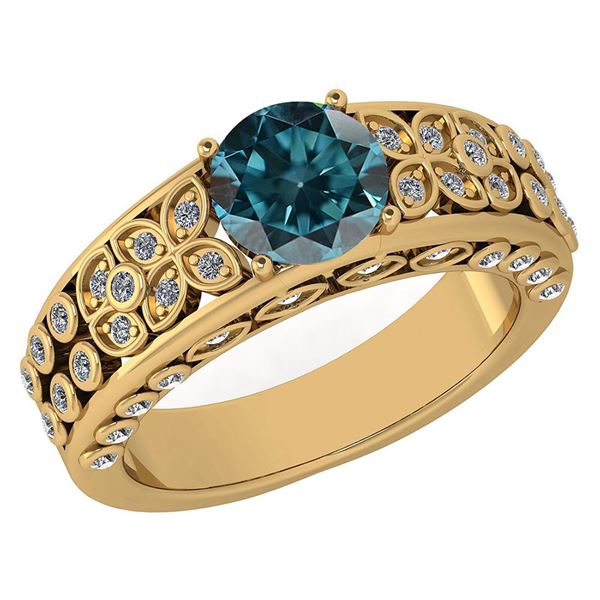 Certified 1.57 Ctw Treated Fancy Blue Diamond And White