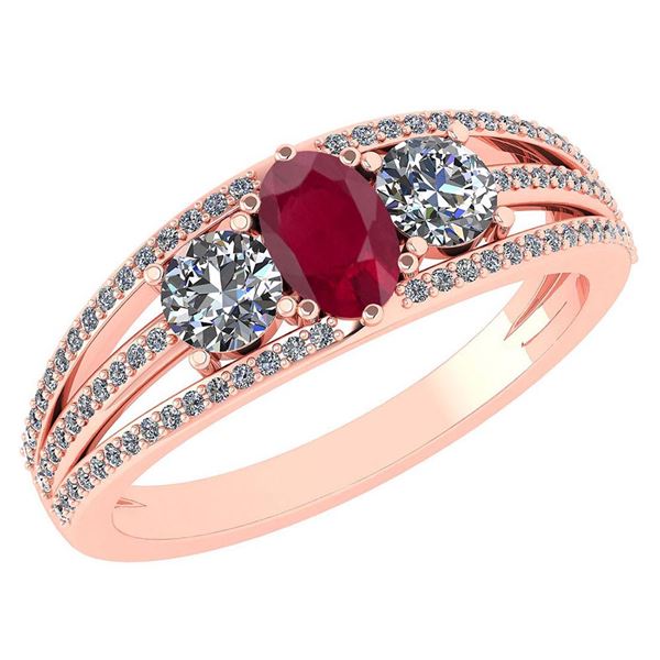 Certified 1.16 Ctw Ruby And Diamond 14k Rose Gold Halo