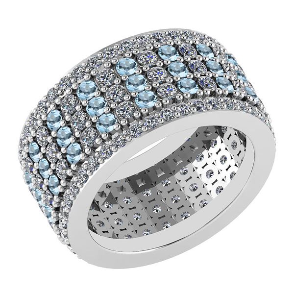 Certified 3.36 Ctw Aquamarine And Diamond 14k Yellow Go