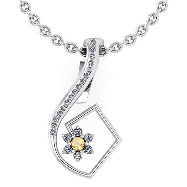 Certified 0.58 Ctw Citrine And Diamond 14k White Gold H