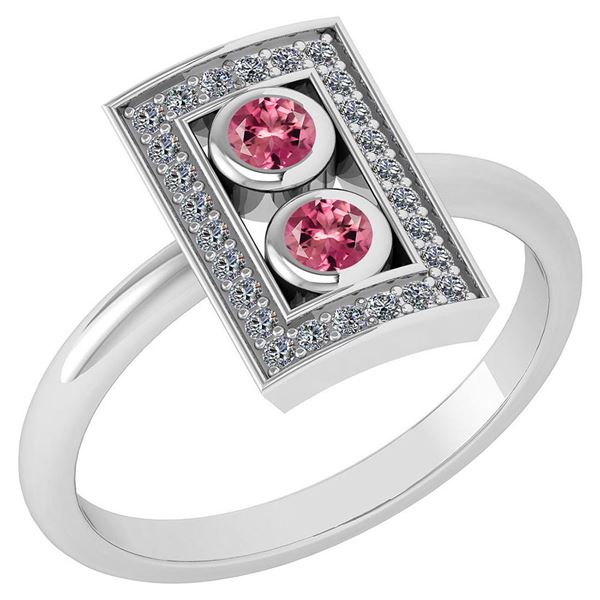 Certified 0.31 Ctw Pink Tourmaline And Diamond 14k Whit