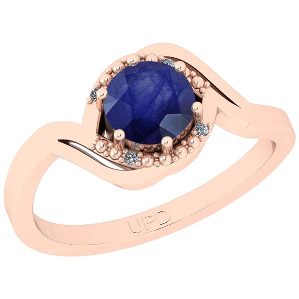 Certified 0.74 Ctw I2/I3 Blue Sapphire And Diamond 14k