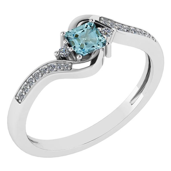 Certified 0.51 Ctw Aquamarine And Diamond 14k White Gol