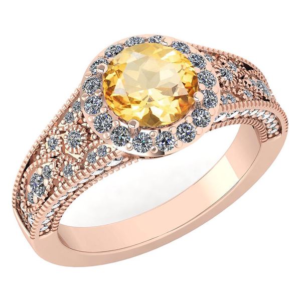 Certified 1.84 Ctw Citrine And Diamond VS/SI1 Halo Ring