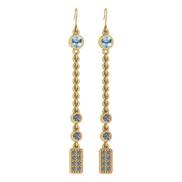 Certified 1.13 Ctw Blue Topaz And Diamond VS/SI1 Earrin