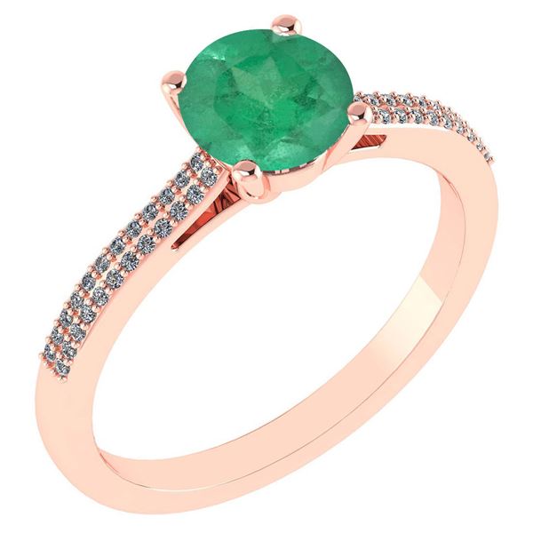 Certified 1.37 Ctw Emerald And Diamond 14k Rose Gold Ha