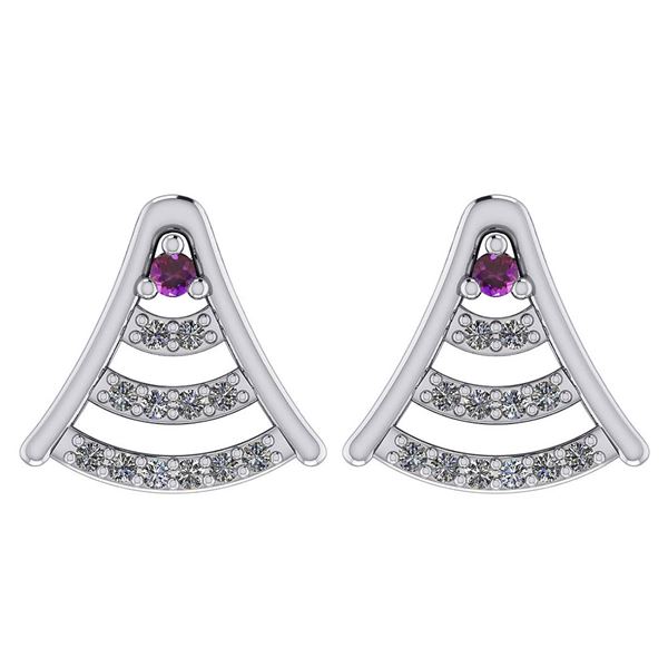 Certified 0.15 Ctw Amethyst And Diamond 14k White Gold