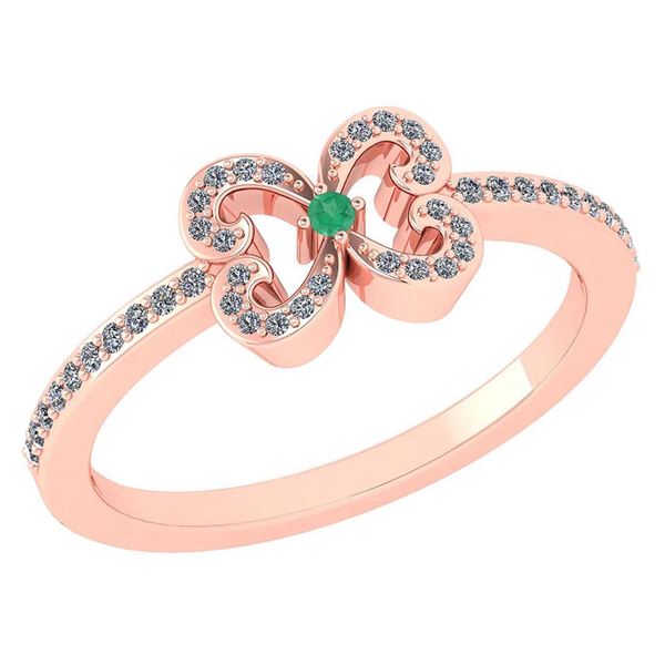 Certified 0.24 Ctw Emerald And Diamond 14k Rose Gold Ha