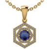 Image 1 : Certified 0.69 Ctw Blue Sapphire And Diamond 18K Yellow