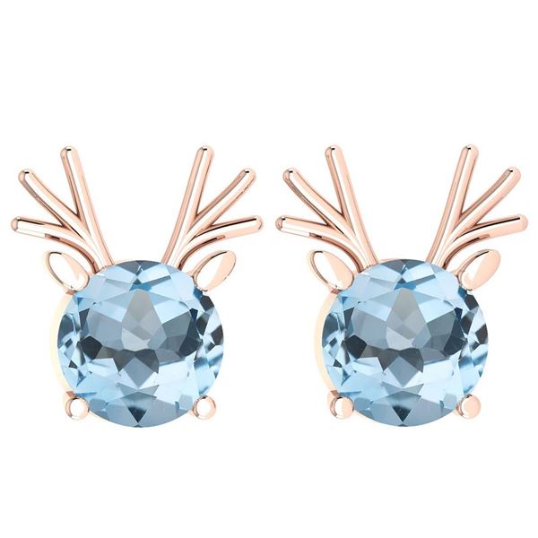 Certified 12.00 Ctw Blue Topaz Stud Earrings 14K Gold R