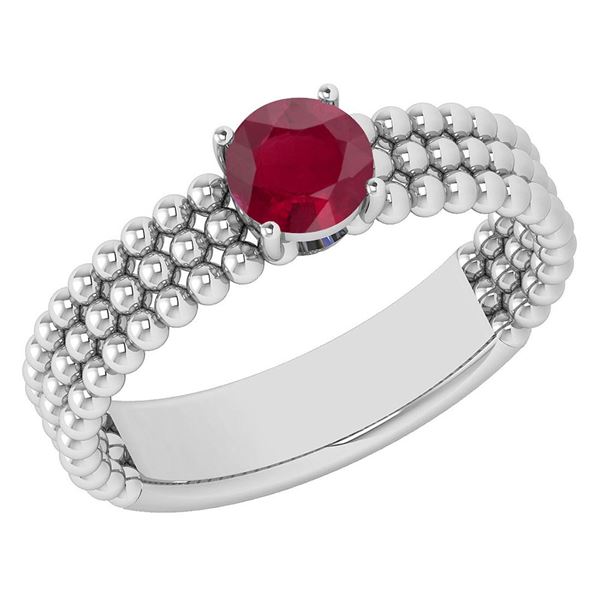 Certified 0.50 Ctw Ruby Solitaire 14K White Gold Promis