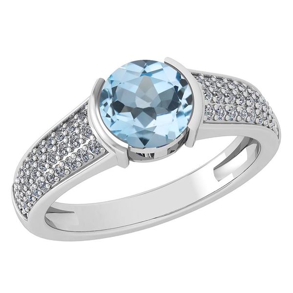 Certified 1.55 Ctw Aquamarine And Diamond 14K White Gol