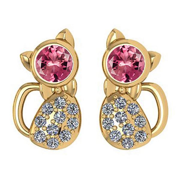 Certified 0.30 Ctw Pink Tourmaline And Diamond VS/SI1 C