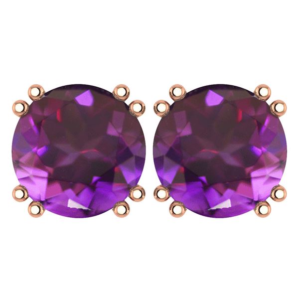Certified 6.00 Ctw Genuine Amethyst 14K Rose Gold Stud