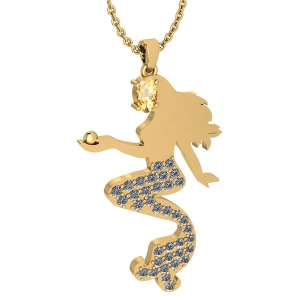 Certified 1.00 Ctw Citrine And Diamond Necklace For wom