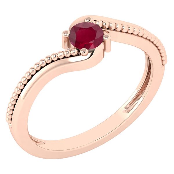 Certified 0.50Ctw Genuine Ruby 14K Rose Gold Ring