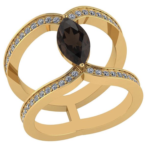 Certified 1.52 Ctw Smoky Quartz And Diamond VS/SI1 Ring
