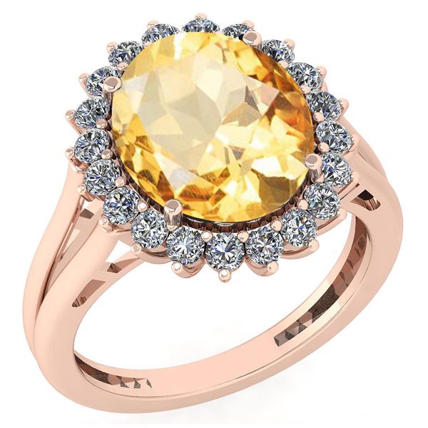 Certified 5.65 Ctw Citrine And Diamond VS/SI1 Halo Ring