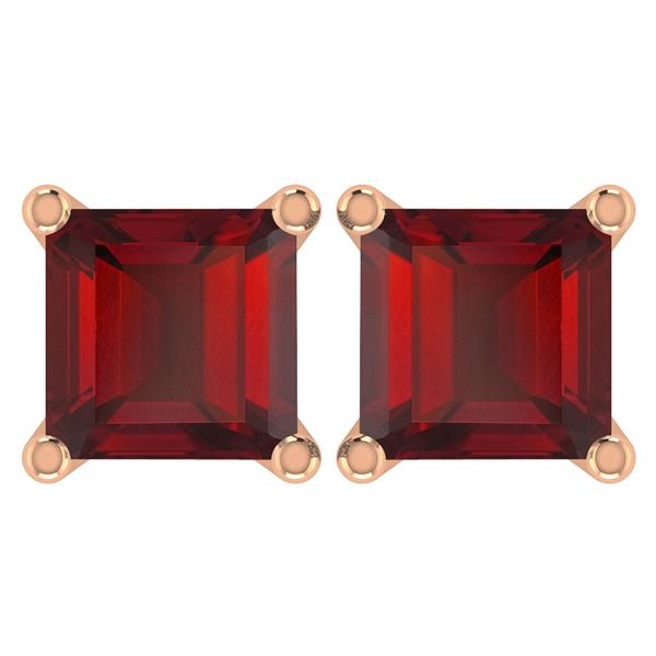 Certified 6.00Ctw Genuine Garnet 14K Rose Gold Stud Ear