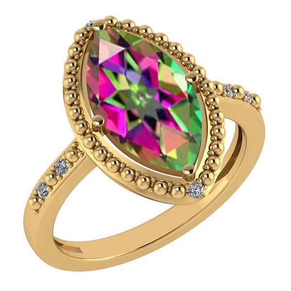 Certified 1.58 Ctw Mystic Topaz And Diamond VS/SI1 Ring