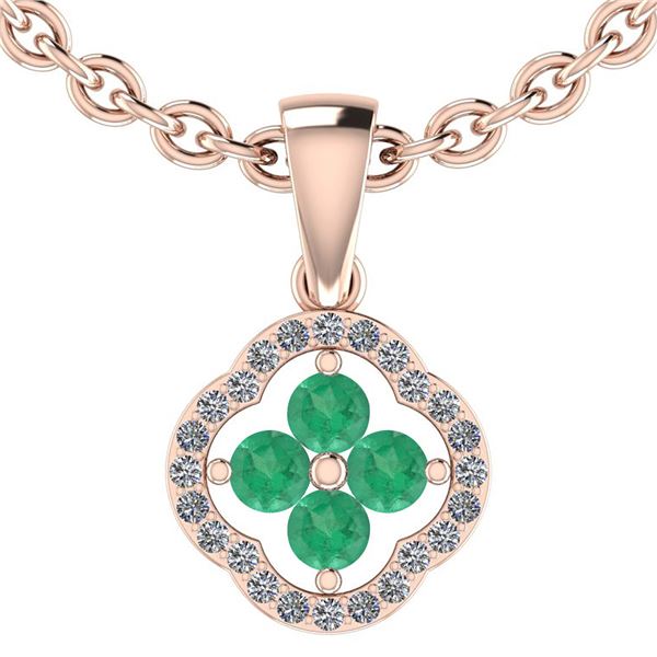 Certified 1.20 Ctw Emerald And Diamond SI1/SI2 14K Rose