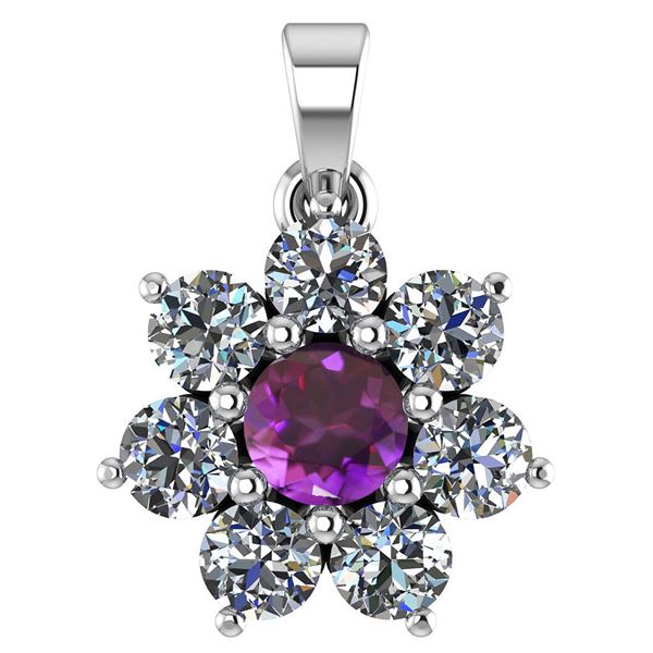 Certified 0.93 Ctw Amethyst And Diamond 14k White Gold