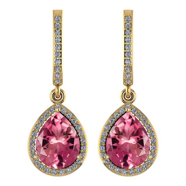 Certified 4.35 Ctw Pink Tourmaline And Diamond Wedding/