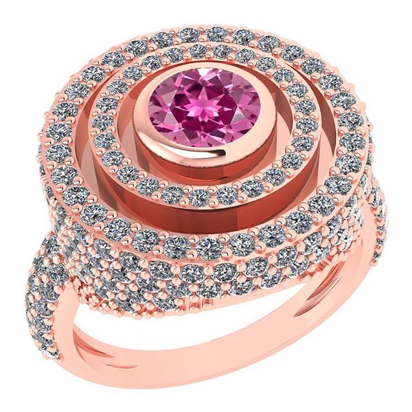 Certified 2.05 Ctw Pink Tourmaline And Diamond Wedding/