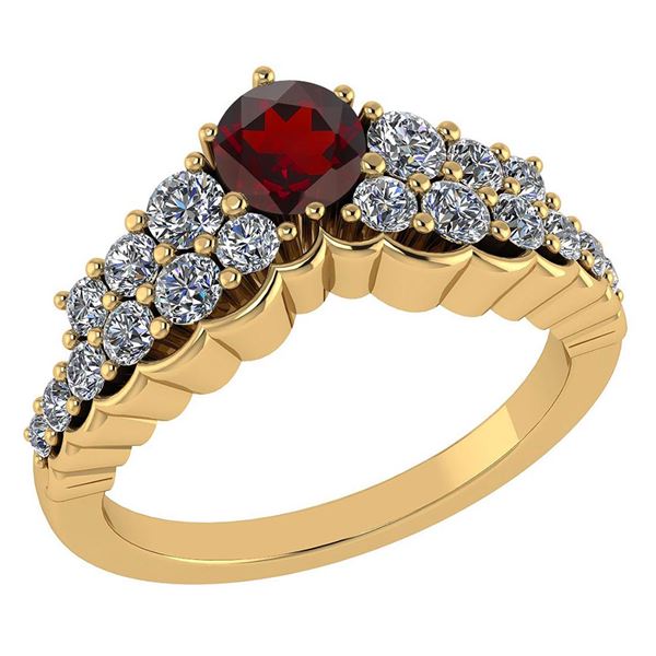 Certified 0.95 Ctw Garnet And Diamond VS/SI1 Halo Ring