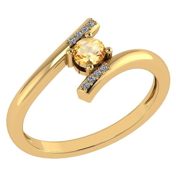 Certified 0.27 Ctw Citrine And Diamond 14k Yellow Gold