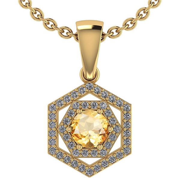 Certified 0.69 Ctw Citrine And Diamond 18K Yellow Gold