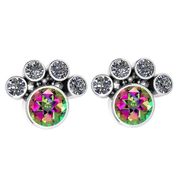 Certified 15.50 Ctw Mystic Topaz And Diamond SI2/I1 Ear