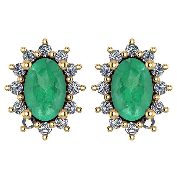 Certified 1.24 Ctw Emerald And Diamond 14k Yellow Gold