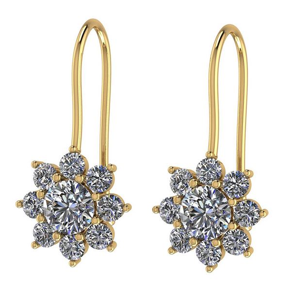 Certified 1.86 Ctw Diamond I1/I2 Simple Earrings 14K Go