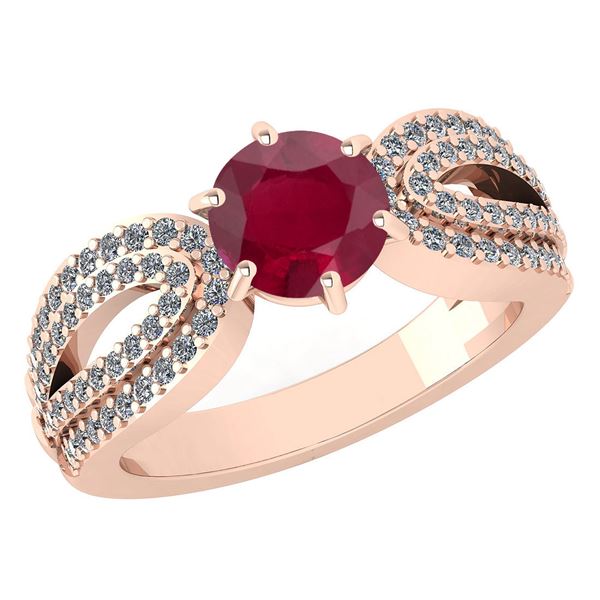 Certified 1.71 Ctw Ruby And Diamond Wedding/Engagement
