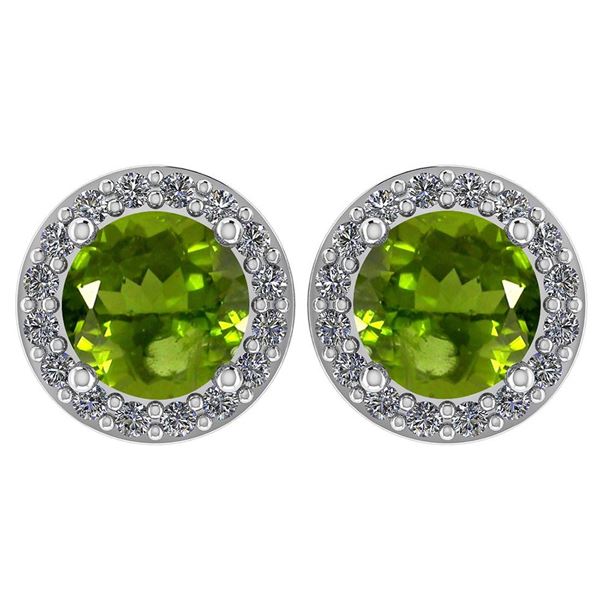 Certified 1.06 Ctw Peridot And Diamond Platinum Halo St
