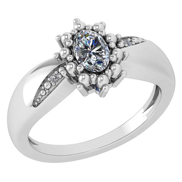 Certified 0.51 Ctw Diamond 14k White Gold Halo Ring