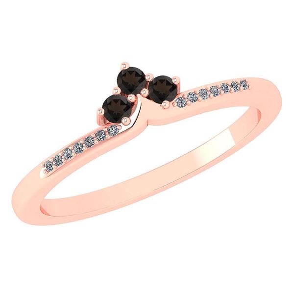 Certified 0.13 Ctw Smoky Quarzt And Diamond 14k Rose Go