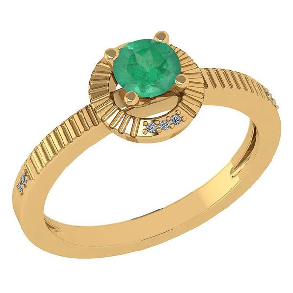Certified 0.37 Ctw Emerald And Diamond 14k Yellow Gold